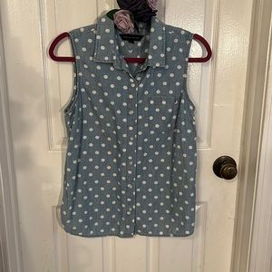 TOMMY HILFIGER DENIM TANK TOP WITH POLKA DOT DETAIL.